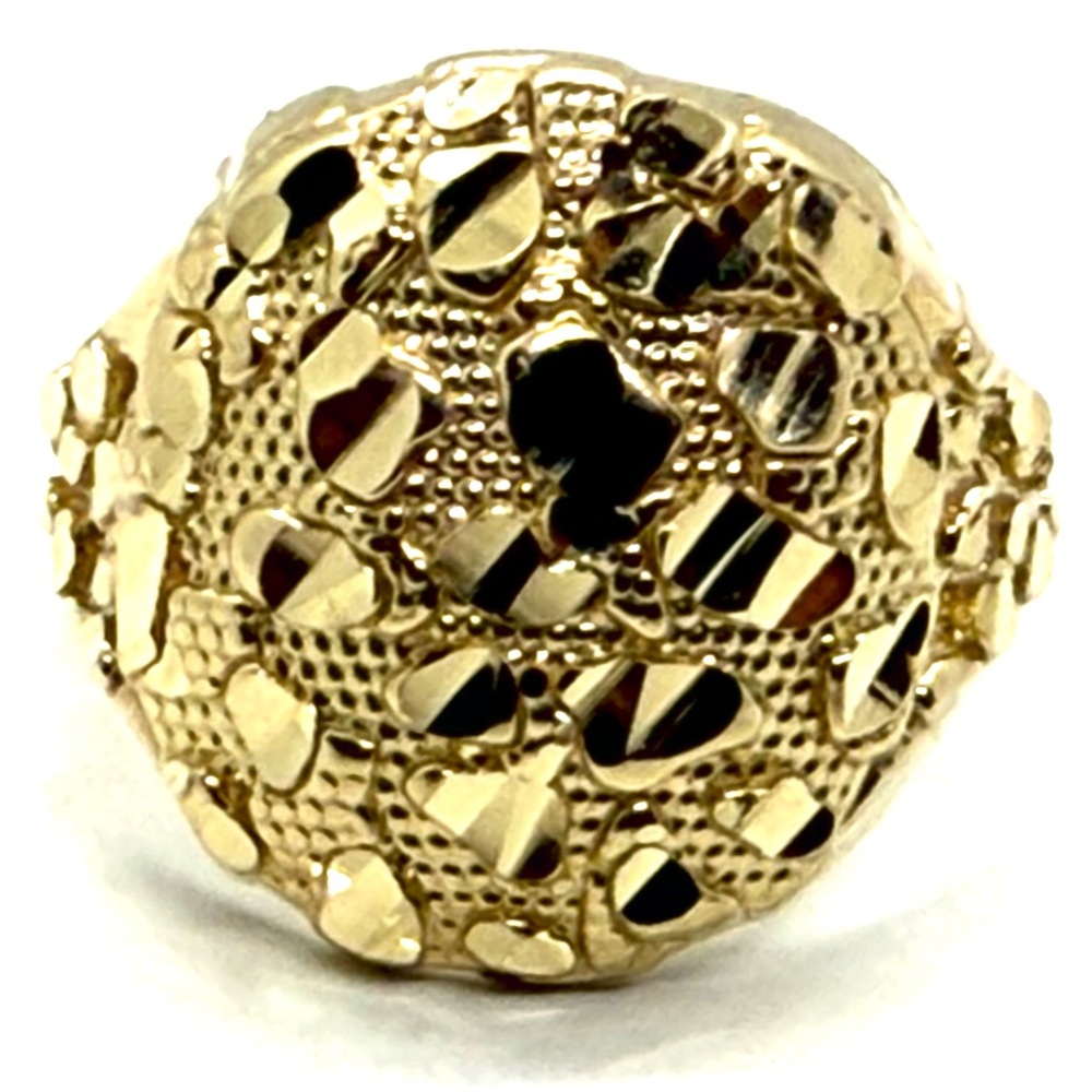 14k Solid Gold Nice Nugget Men Ring  Size: 10 1/4  Grams : 5.6